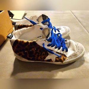 golden goose midstar leopard wingtip shoes